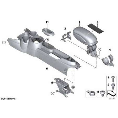 Bac de rangement console centrale