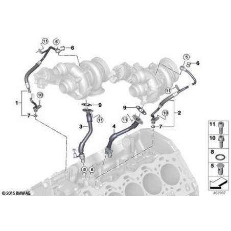 Conduite de retour d'huile turbocompr.