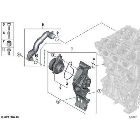 Conduite pompe liquide-culasse