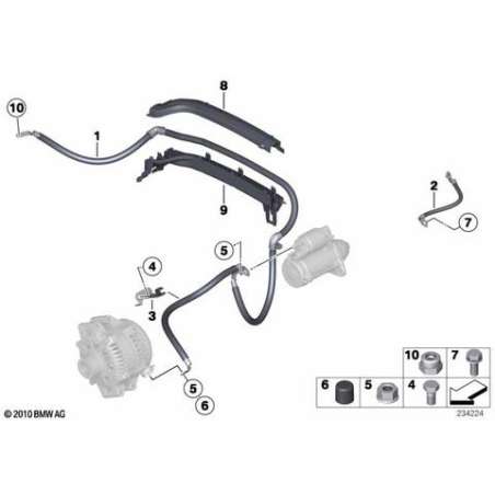 Cable elec.Demarreur-point d'appui B+