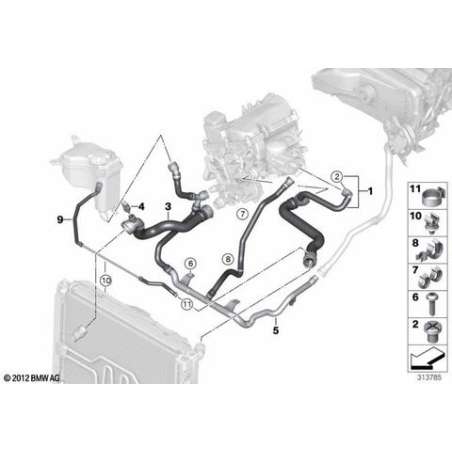 Flexible départ moteur- haut radiateur-