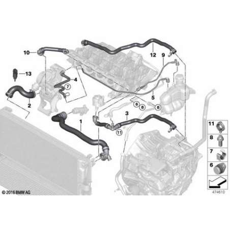 Conduite pompe à eau-turbocompresseur