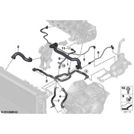Conduite radiateur-vase expansion-pompe
