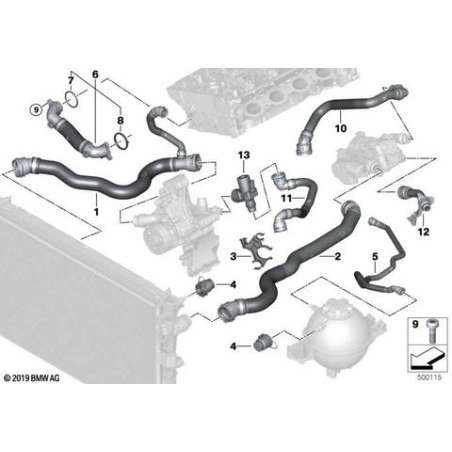 Conduite culasse-radiateur d'eau