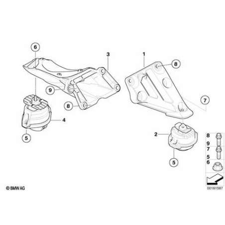 Support moteur droite complet