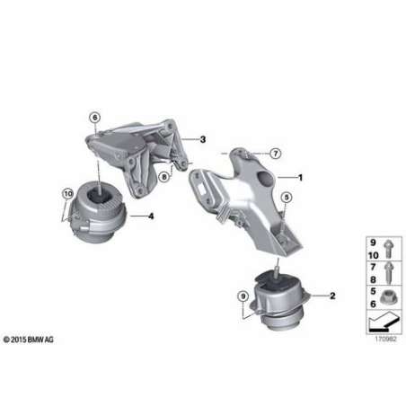 Support moteur droite complet
