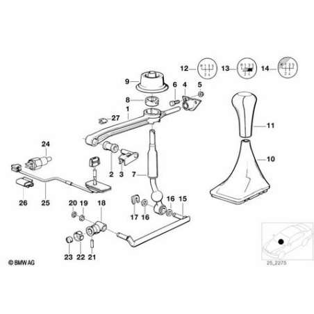Pommeau de levier de vit. cuir/plastique