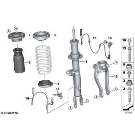 Jambe de suspension avant droite EDC