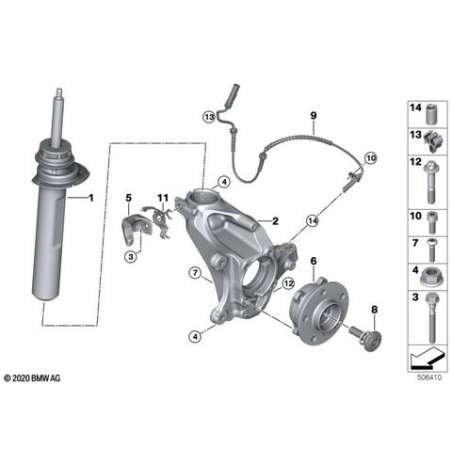 Jambe de suspension avant droite