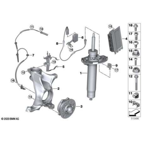 Jambe de suspension EDC avant droit