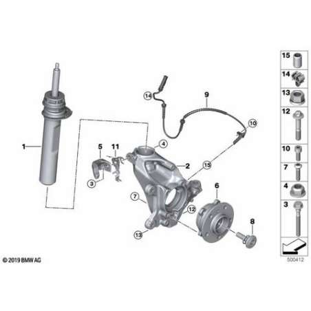 Jambe de suspension avant droite