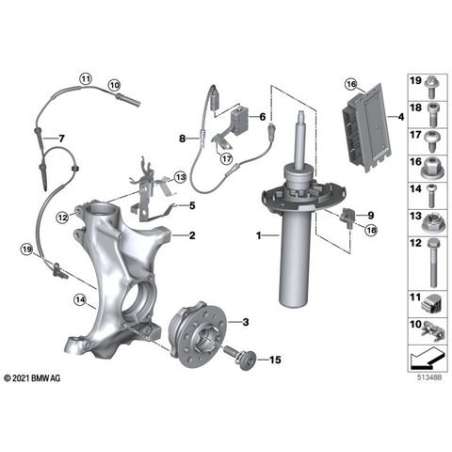 Jambe de suspension EDC avant droit