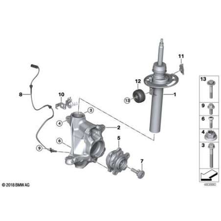 Jambe de suspension avant gauche