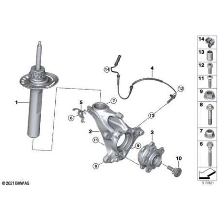 Jambe de suspension avant gauche