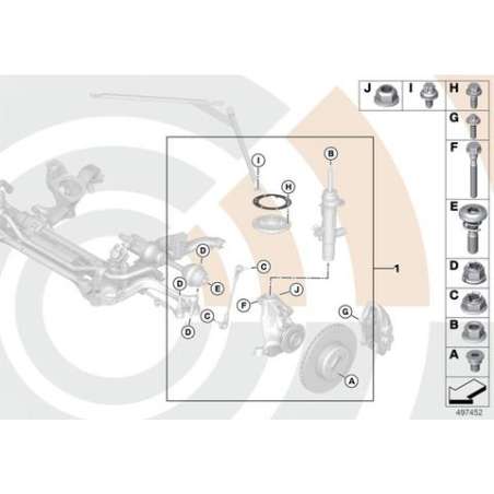 Jeu de fixations jambe de susp.avant M10