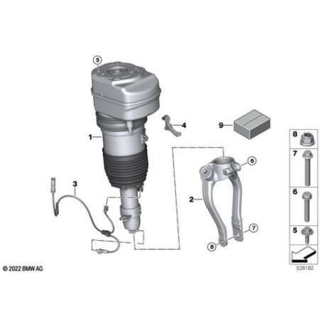 Jambe de suspension pneumat.avant gauche