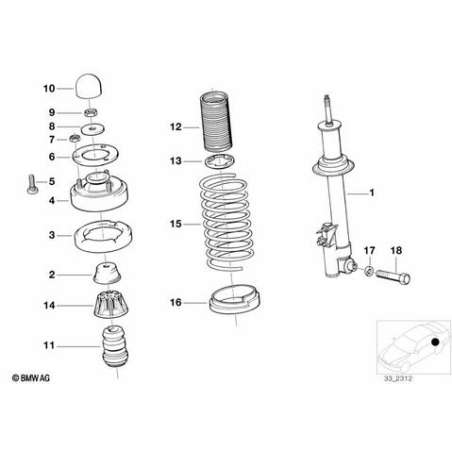 Jambe de suspension arrière droite