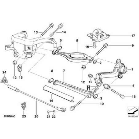 Bras oscillant longitudinal gauche