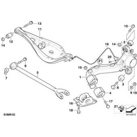 Bras oscillant longitudinal gauche