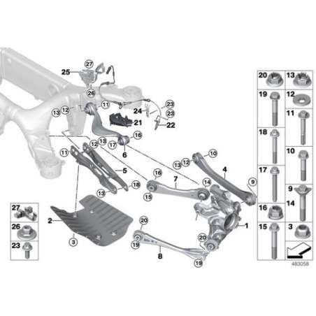 Bras longitudinal avec silentbloc