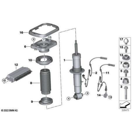 Jambe des suspension EDC arrière droite