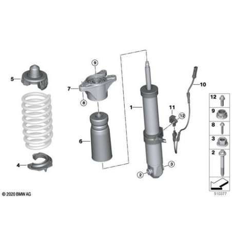 Jambe de suspension EDC arrière gauche