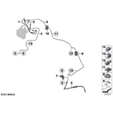 Support tuyau flexible de frein gauche