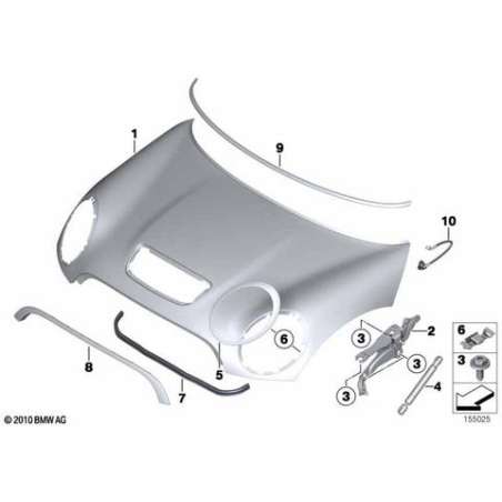 Charniere de capot moteur gauche