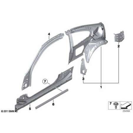 Raccord pied avant/cadre de toit droit