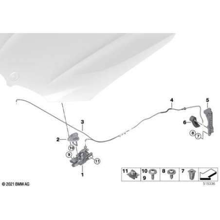 Câble Bowden capot moteur arrière