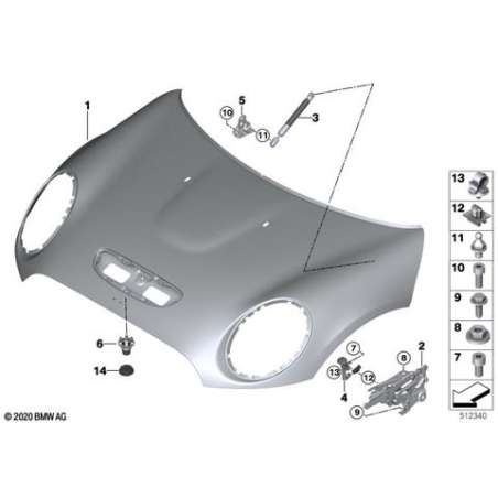 Charniere de capot moteur droite