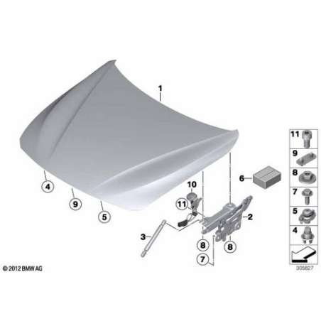 Kit de réparation charnière capot moteur