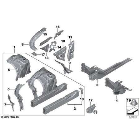 Longeron moteur, gauche