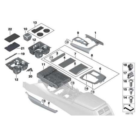 Placage de console centrale en cuir