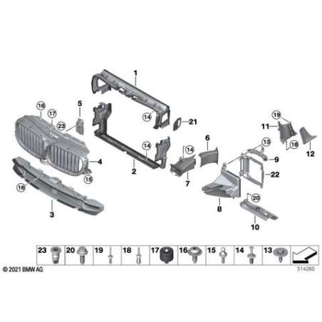 Commande volets d'air active en haut