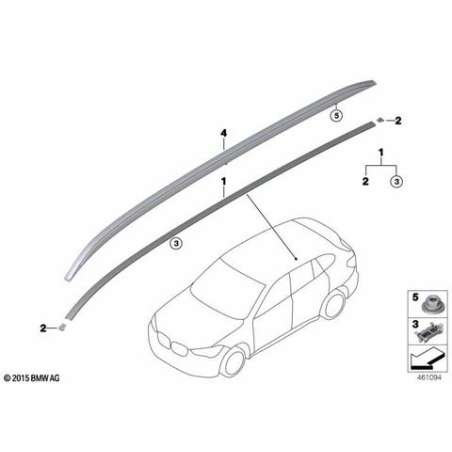 Barre du toit aluminium noir gauche