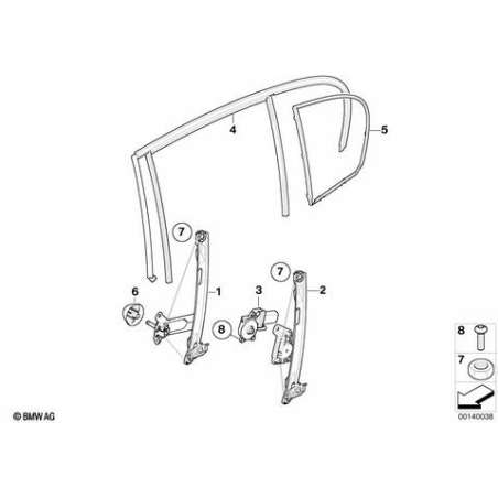 Guide de vitre de porte arriere gauche