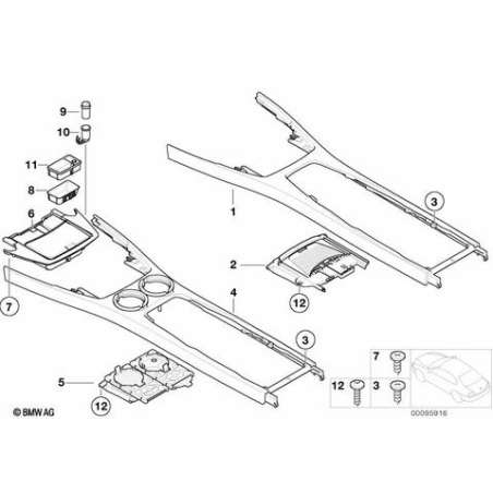 Fond porte-gobelets console médiane