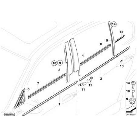 Ecran fer profilé de guidage vitre dr.