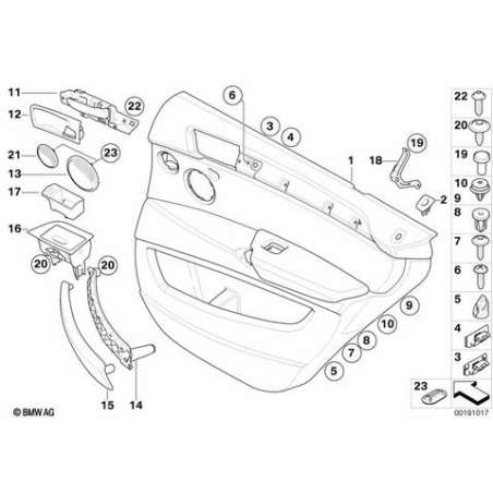 Revetement de porte cuir arriere droit
