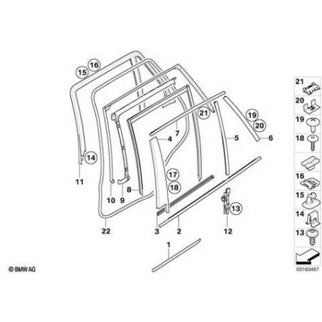 Support barrette de guide-vitre droit