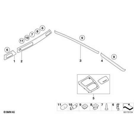 Moulure décoratrice tab. bord cuir ga.