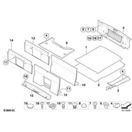 Appui, plancher coffre à bagages