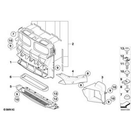 Conduit air radiat. huile mot. AV droit