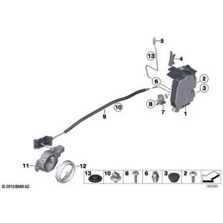 Câble Bowden gâchette ouv. porte intér.