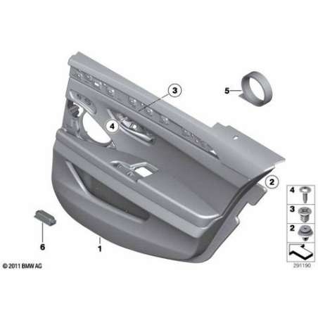 Revetement de porte cuir arriere droit