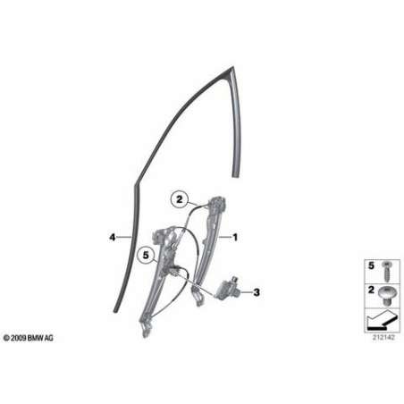 Guide de vitre de porte avant gauche