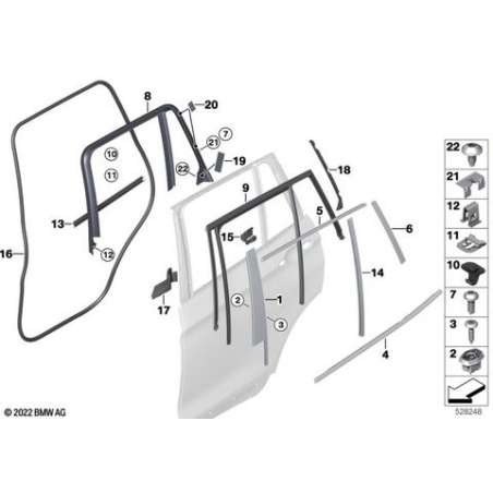 Guide de vitre de porte arriere gauche