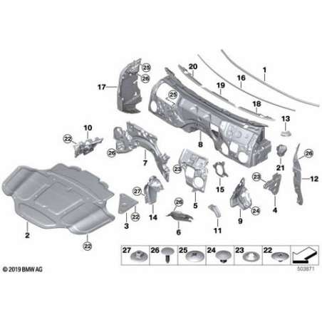 Isolat. phonique jambe suspension droite
