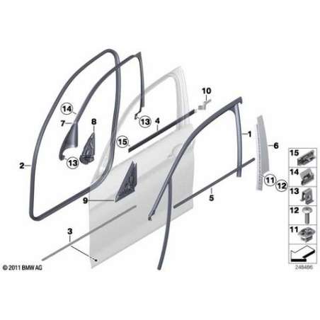 Guide de vitre de porte avant droite